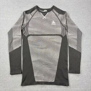 Odlo‎ Base Layer Top Mens Small Black Grey Long Sleeve Performance Shirt